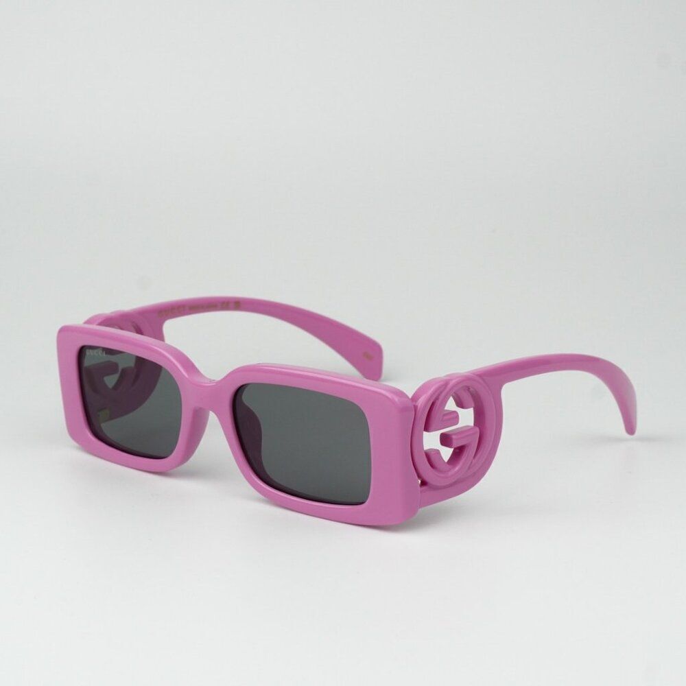 NEW Gucci GG1325S 006 Pink Grey Rectangle Unisex Sunglasses GG 1325S - Picture 2 of 10